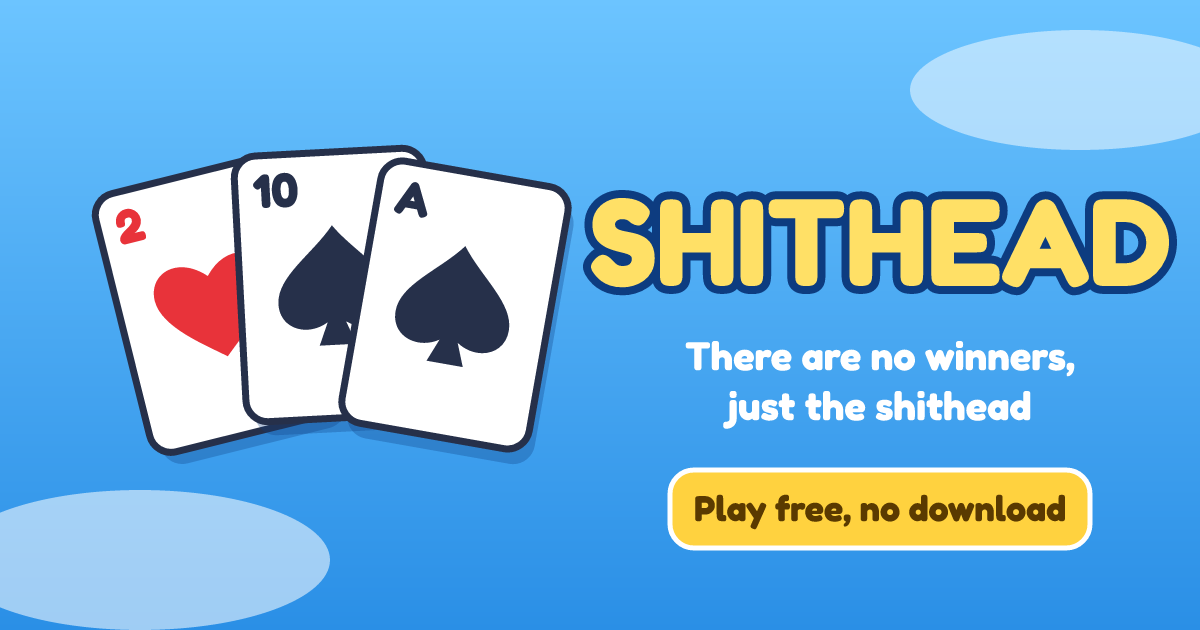 Shithead: three playing cards, a 2, a 10 and an ace